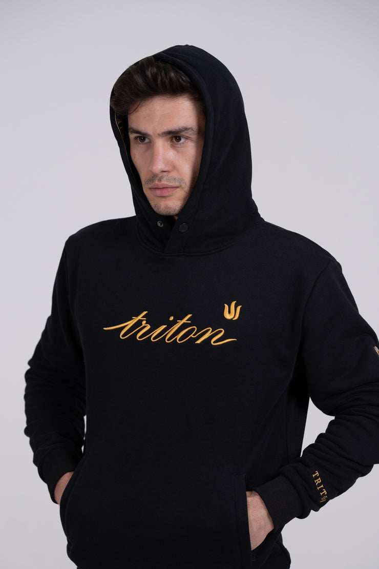 BLACK TRITON EMBROIDERY HOODIE