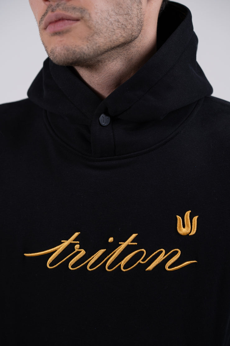 BLACK TRITON EMBROIDERY HOODIE