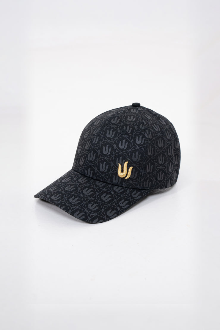 BLACK FULL PRINT BASEBALL CAP