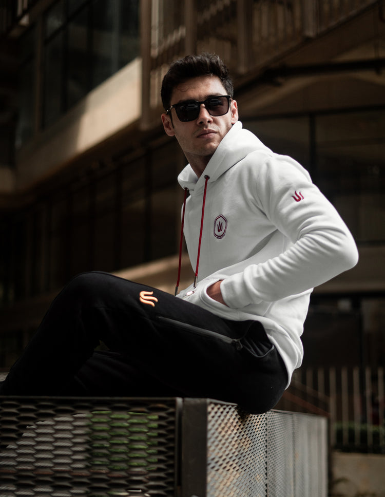 OFF WHITE LOGO RED HOODIE – Triton Series Shop