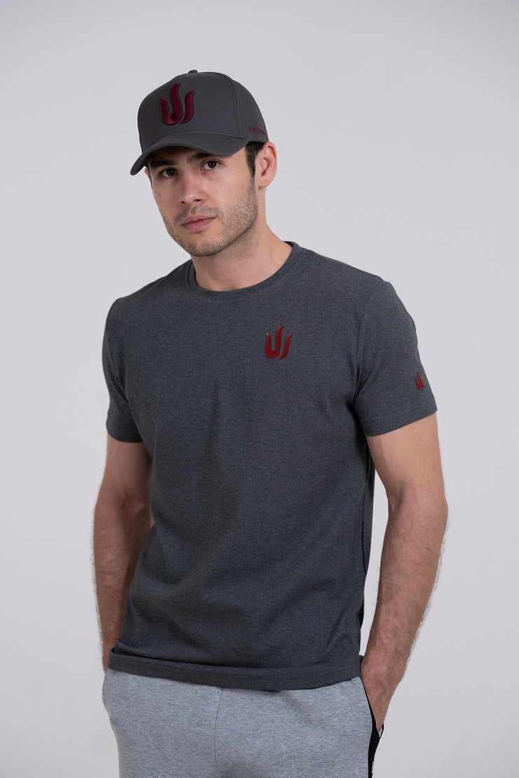 GREY SILICONE LOGO PRINT T-SHIRT