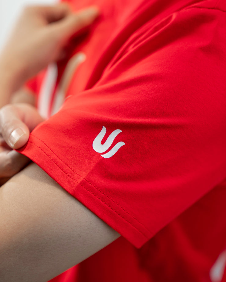 RED LOGO PRINT T-SHIRT